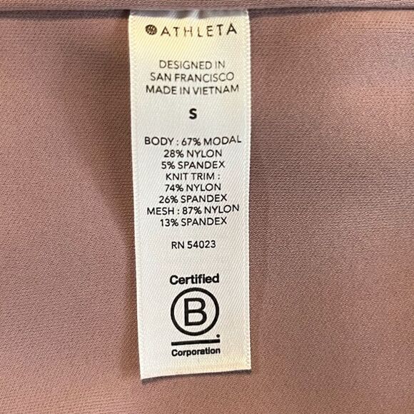 ATHLETA Hermosa Mock Neck Sweatshirt Shale/ Flora Mauve Women’s Size Small - Picture 7 of 8